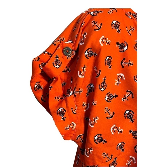 Tommy Hilfiger Anchor Print Shift Dress Orange Nautical Coastal Classic Preppy - Picture 4 of 8